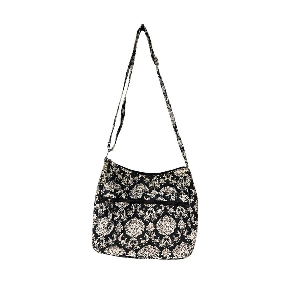 Waverly Inspirations Black White Damask Quilted Crossbody Bag 10x11